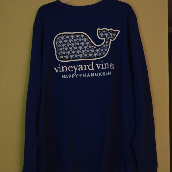 NWT - Vineyard Vines Women's Hanukkah Glow in the Dark Long Sleeve T-Shirt 2X/3X - Picture 2 of 7